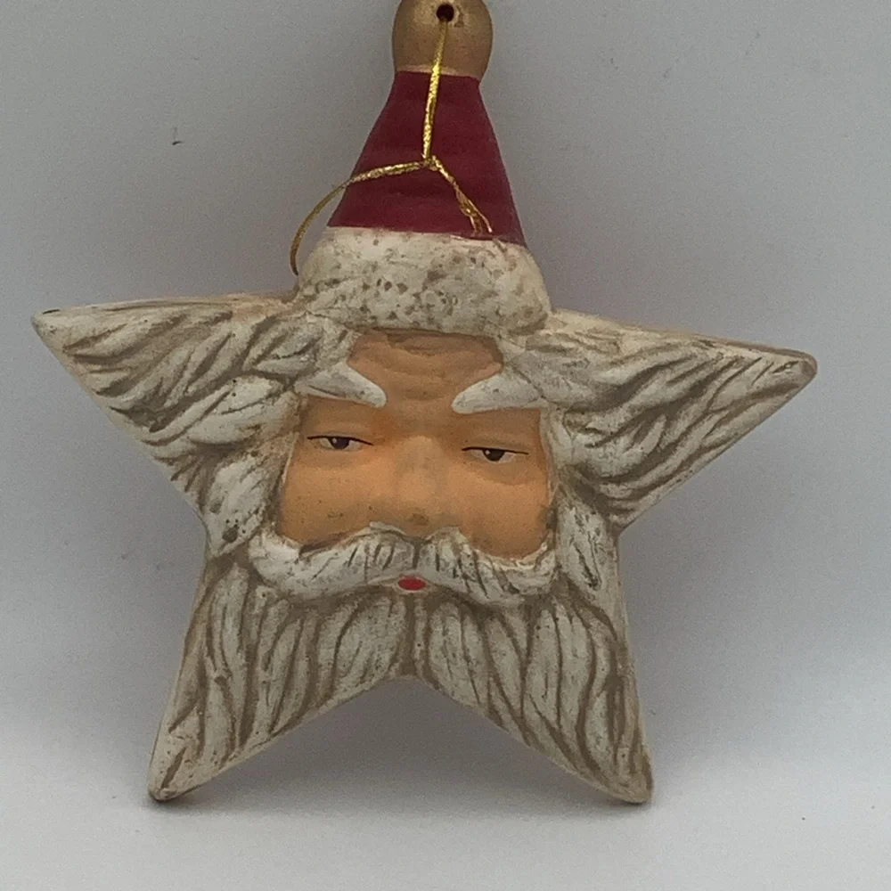 Ceramic Santa Star Ornament